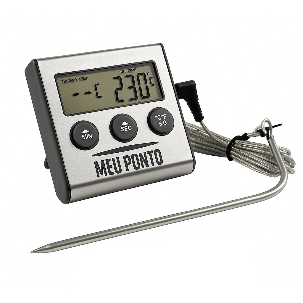Termômetro Timer Digital P/ Forno / Defumador Churrasqueira Probe