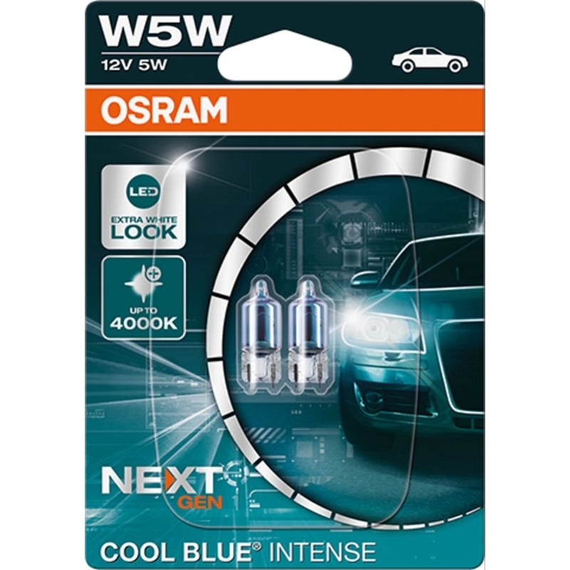 LÂMPADA HALÓGENA T10 Placa laterna COOL BLUE INTENSE NEXT GENERATION W5W 2825HCBN 5W 12V