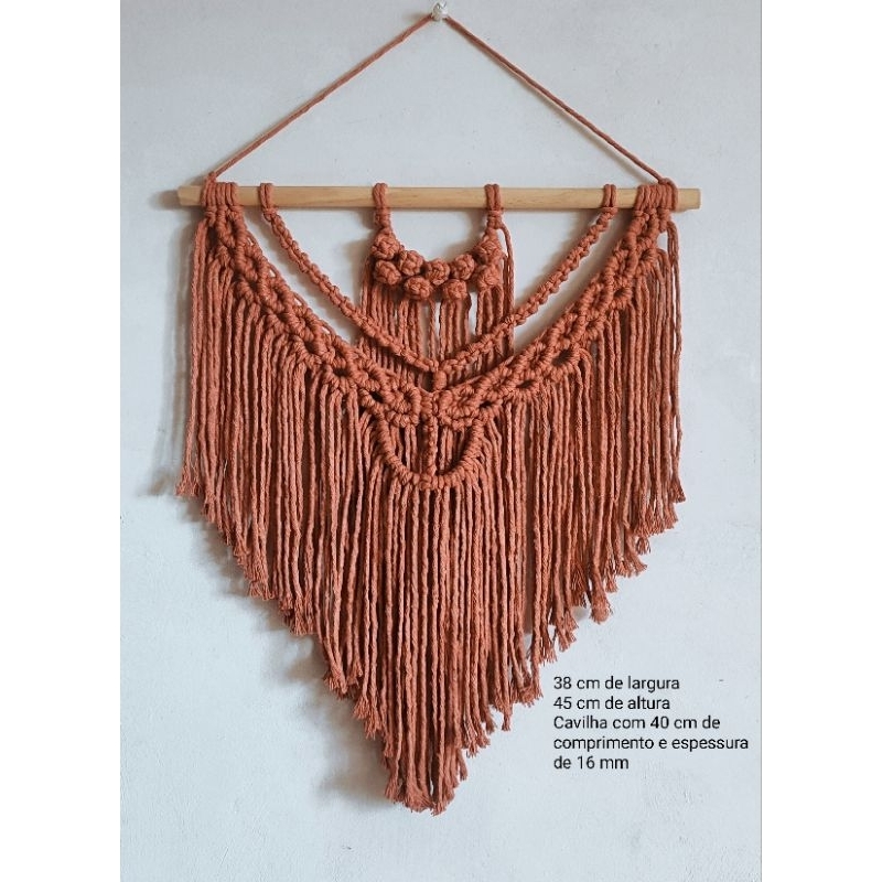 DECORAÇÃO PAREDE EM MACRAME - NÓS A NÓS BOHO 38 cm de largura x 45 cm de altura em Oferta na Shopee