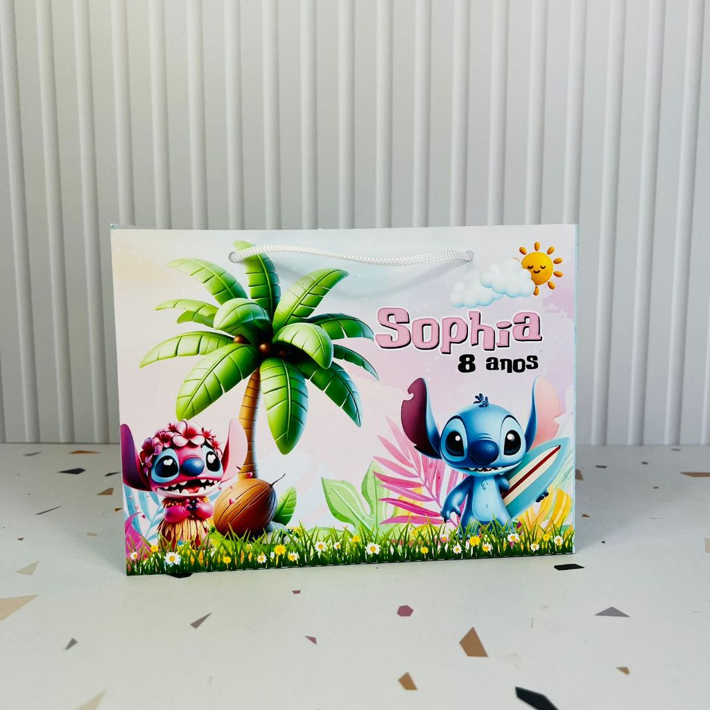 Sacolinha Personalizada STITCH - Festa Infantil - Lembrancinha Aniversário - PEGUE E MONTE