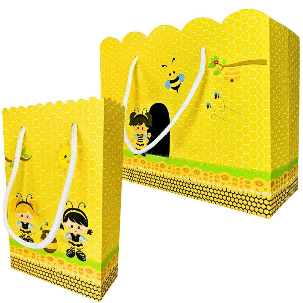 Sacolinha Personalizada Abelhinha Sacolinhas para Lembrancinha de Aniversário Infantil Sacolas Abelha Bolsa