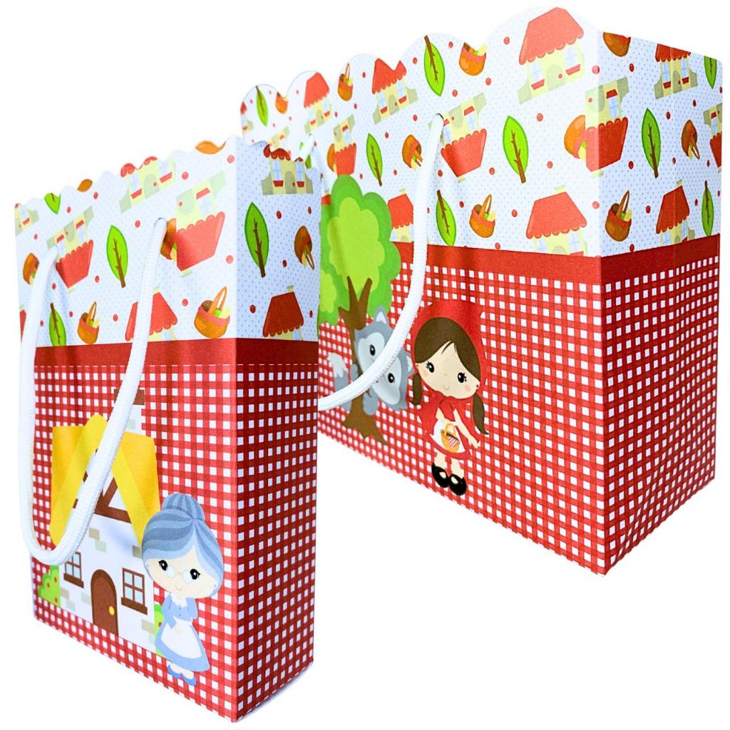 Sacolinha Personalizada Chapeuzinho Vermelho Sacolinhas para Lembrancinha de Aniversário Infantil Sacolas Bolsa