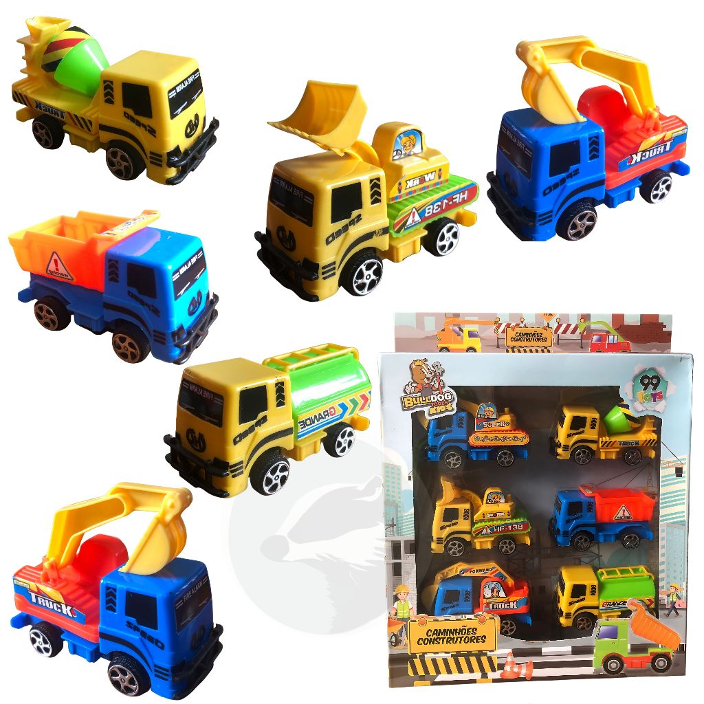 Kit 6 Caminhões Fricção Infantil Construção Brinquedo Caminhão em Oferta na Shopee