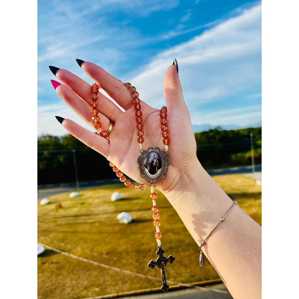 Terço Nossa Senhora do Carmo com Medalha e Crucifixo – Católico Presente Religioso