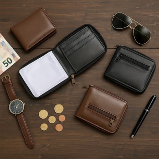 Carteira Masculina Slim João Porta Documento e Moeda com Zíper Reforçado em Courino Premium em Oferta na Shopee