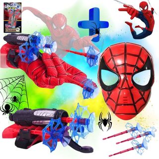 Luva Mascara Homem Aranha Infantil Lançador de Teia Dardo Brinquedo Spider Man Envio Imediato