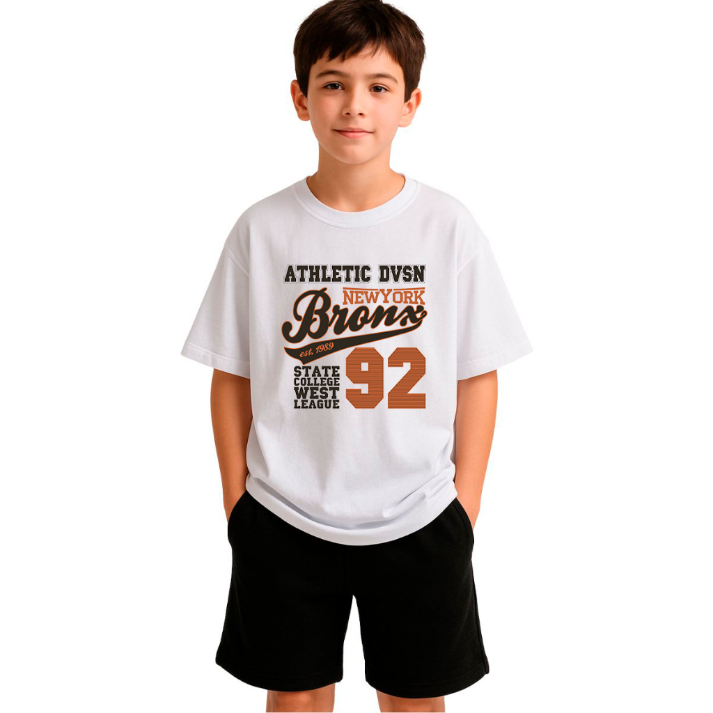 Kit Infantil 2 Peças Com 1 Camisa Camiseta e 1 Short Moletom Camiseta Bronx New York  Moda Steetwear Conjunto Infantil