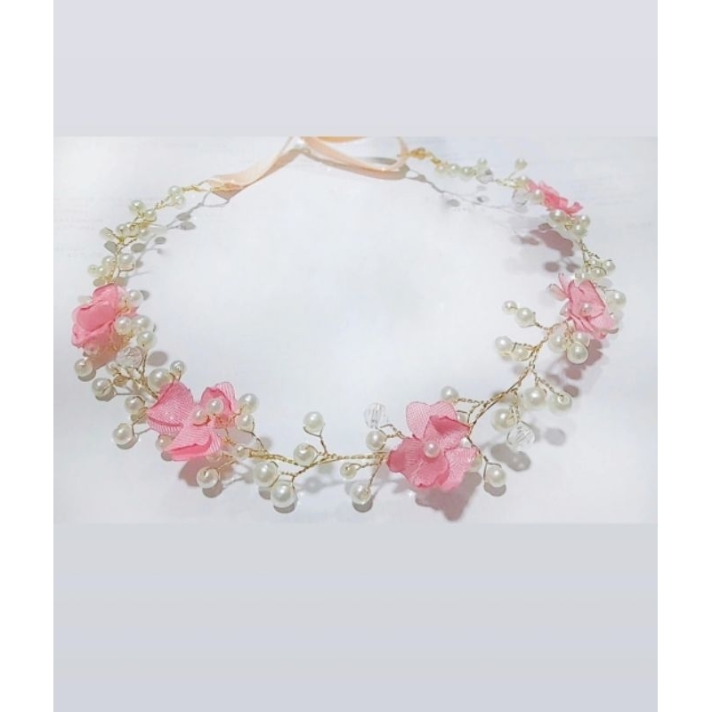 faixa de cabelo para bebê cor rosê tiara de pérolas para bebê daminha