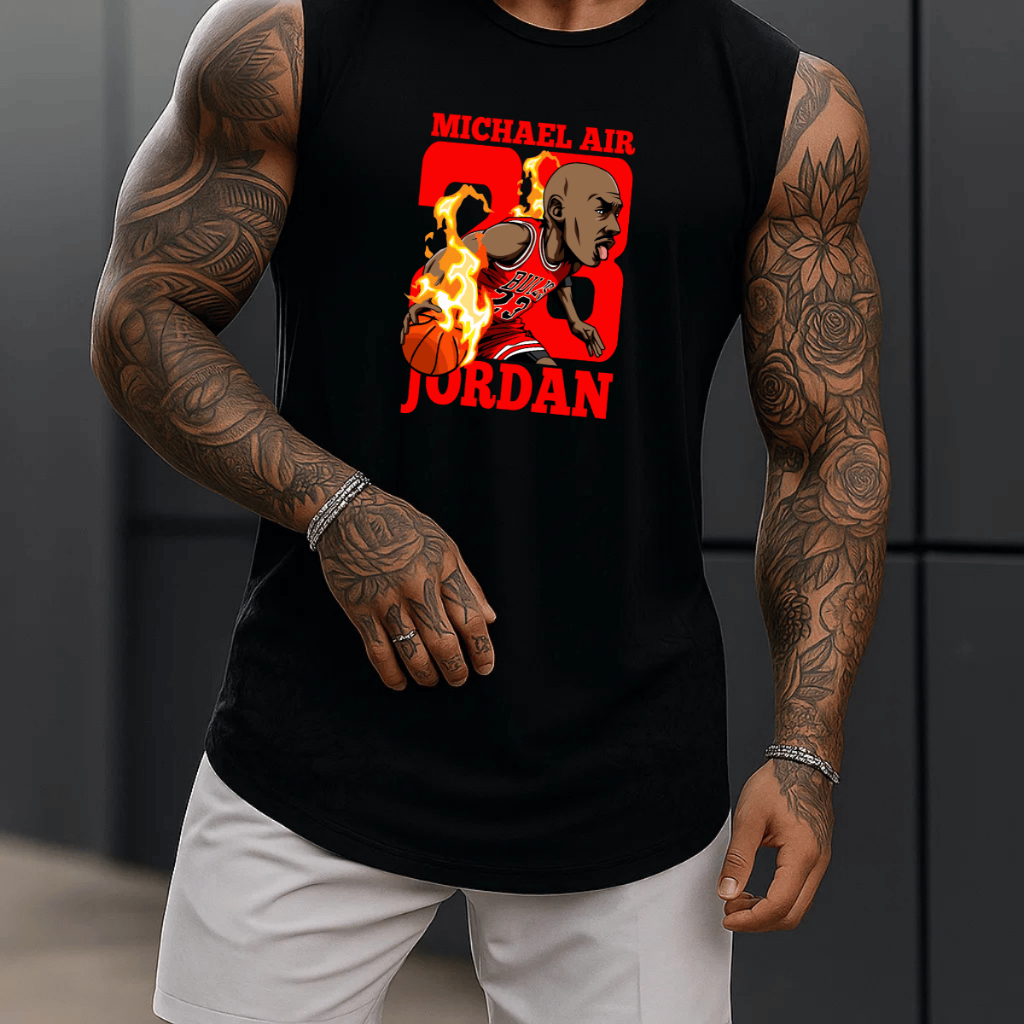 Regata Masculina Academia Basquete Algodão 100% Estampada Premium Academia Treino Fitness Streetwear Oversized Casual