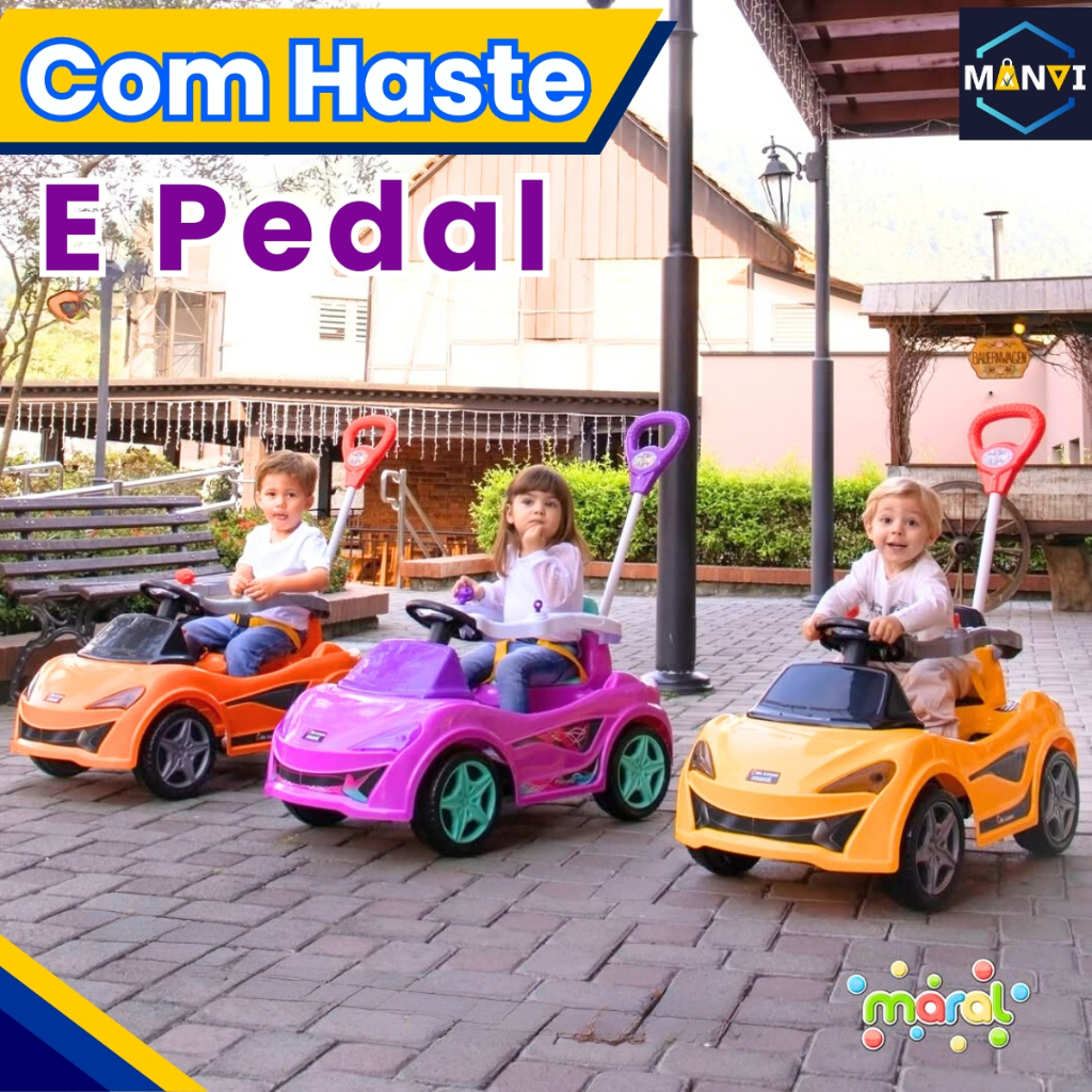 Carrinho Passeio Infantil MC Laram Até 30kg 2 em 1 Haste Guia Pedal Shopping Parque Dia das Criança
