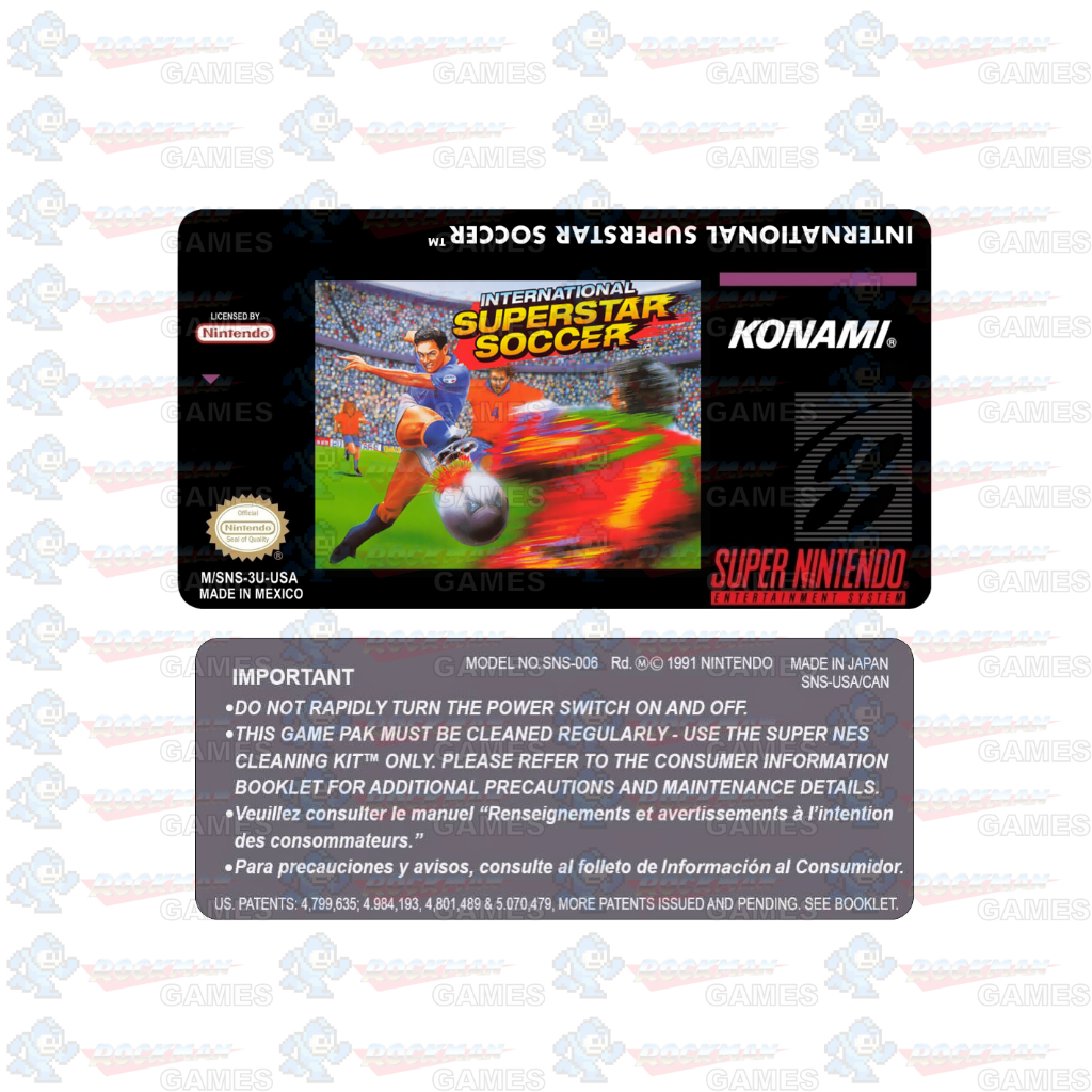 International Super Stars Soccer - Label Adesiva P/ Cartucho De Snes
