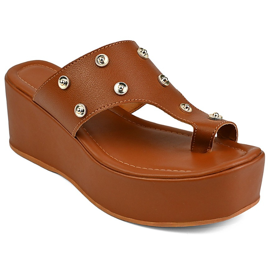 Sandália Feminina Plataforma com Aplicação Tamanco Confortável Leve Anabela Fashion Moda Blogueira