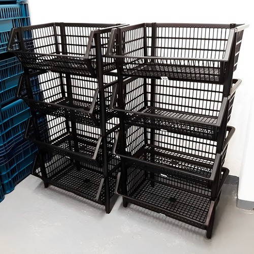 Cesto Expositor Reforçado Grande Organizador De Plástico Empilhável Reforçado Cor Preto em Oferta na Shopee