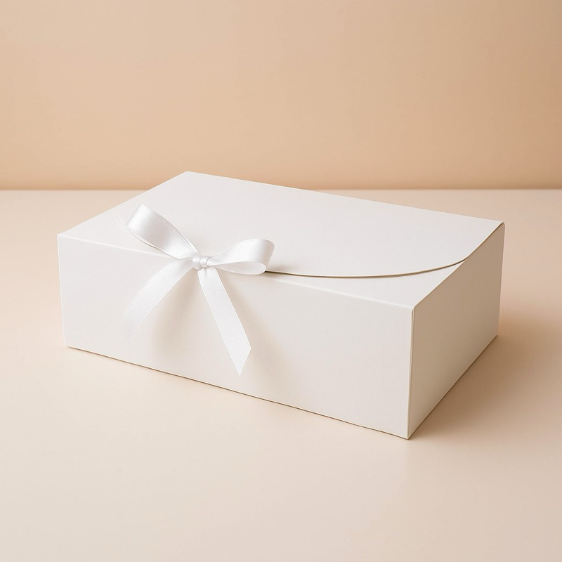 caixas para presentes Tamanho 25x20x8 Cm branca ou parda  5 metros de fita kit 20 unid