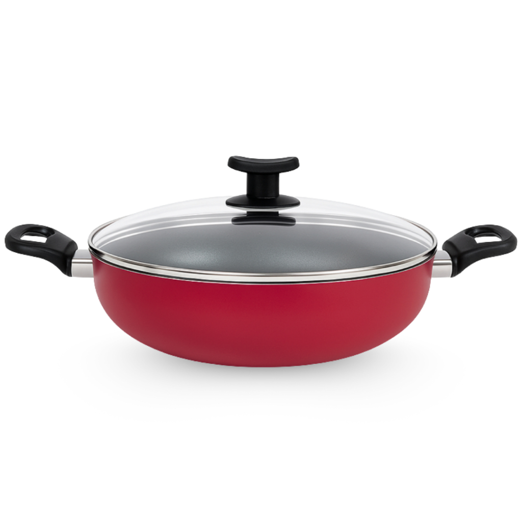 Panela Paellera Antiaderente Resistente Frigideira Moqueca Tampa Vidro Temperado Alças Laterais em Oferta na Shopee