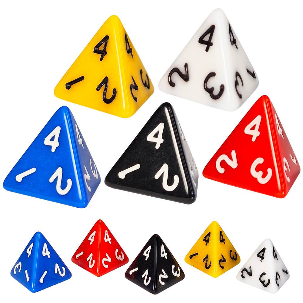 Kit 5 Dados D4 RPG Coloridos 4 faces D&D Dugeons and Dragons Pathfinder Pirâmide em Oferta na Shopee