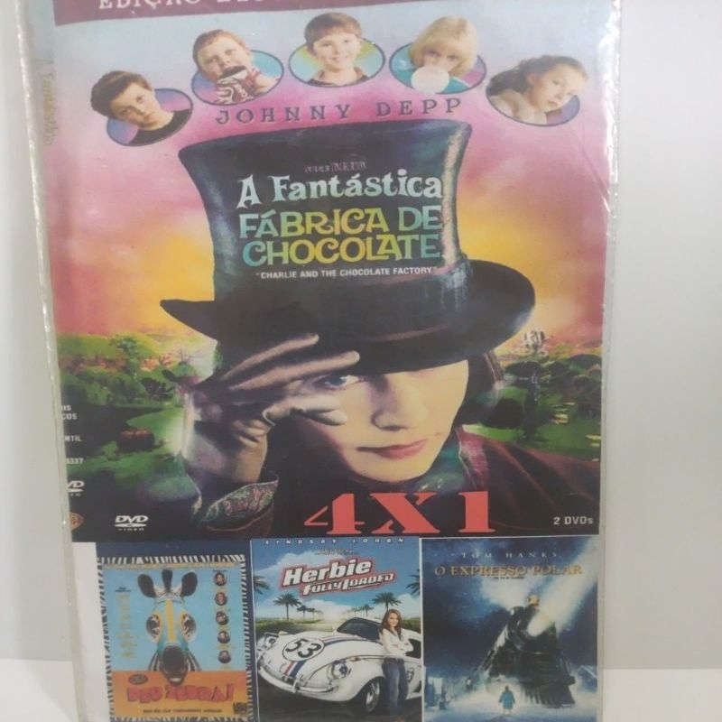 dvd a fantástica fábrica de chocolate 4x1