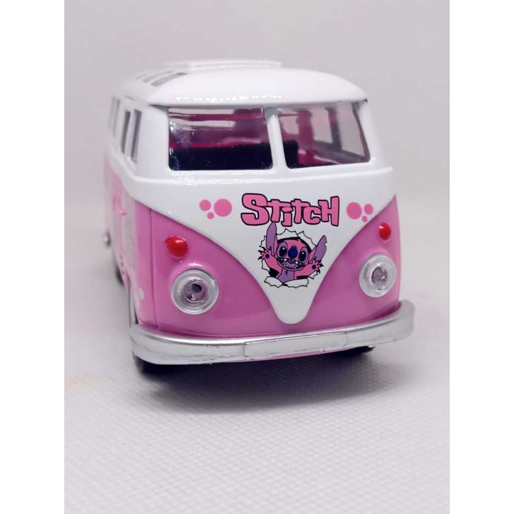 Miniatura Carrinho Metal Escala 1/36 Kombi Corujinha Stitch Abre As Portas