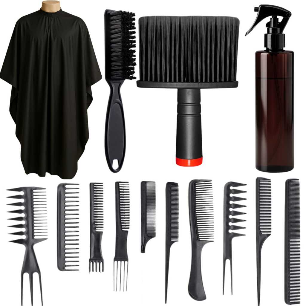 Completo para Profissionais da Beleza, capa de corte, espanador macio, kit com 10 pentes em Oferta na Shopee