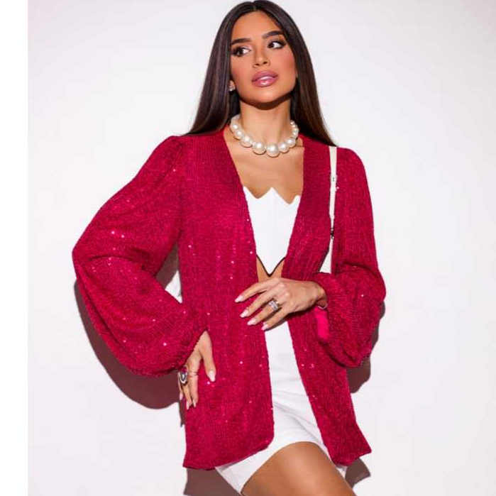 Kimono Casaco Paetê Forrado Manga Longa Luxo Show Rodeio Festa Balada Gringa Blogueira