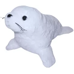 Foca de Pelúcia Branca 35cm Realista Fundo do Mar Marinho