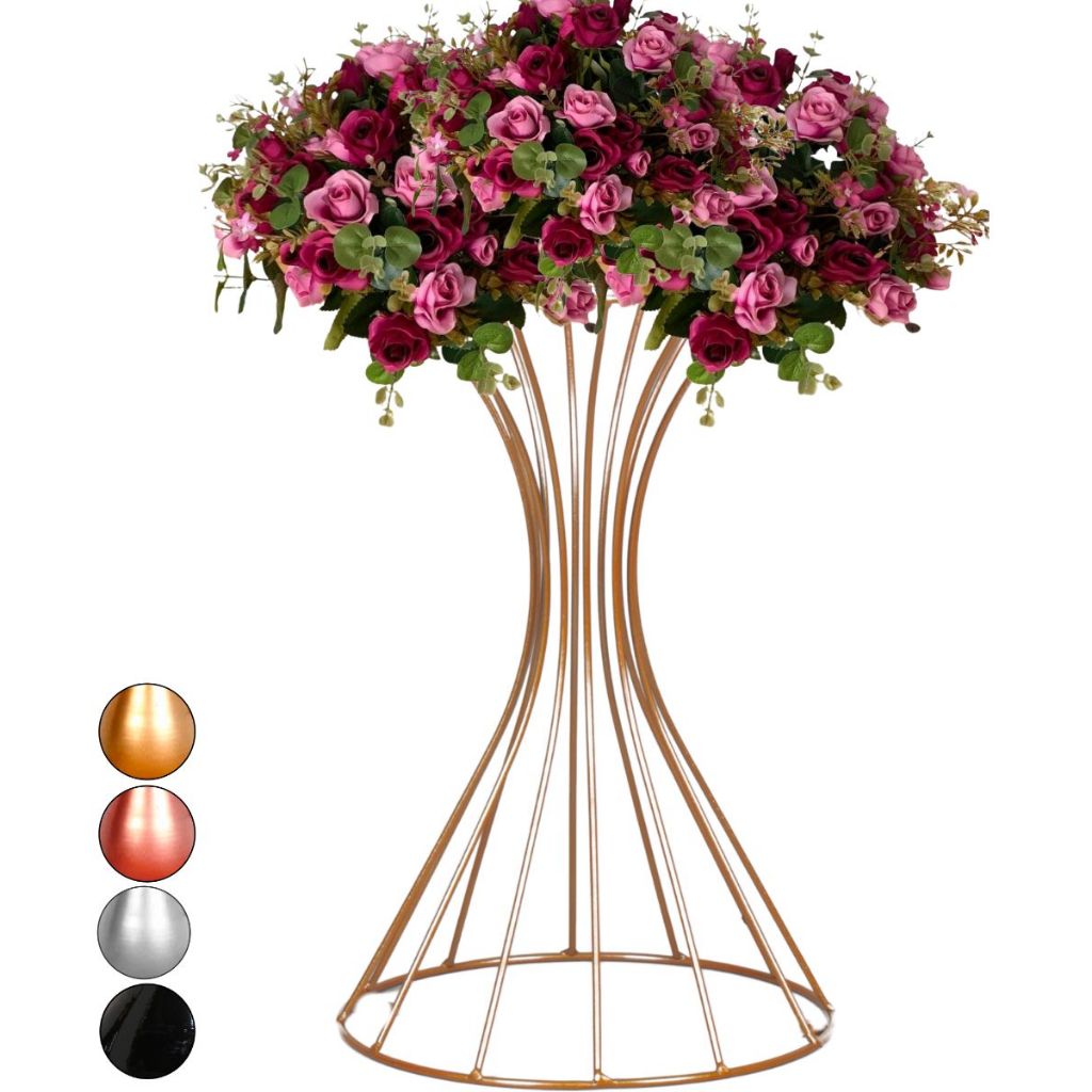 Vaso Dourado Cintura 40cm Armação Aramado Porta arranjo Decoração de Festa