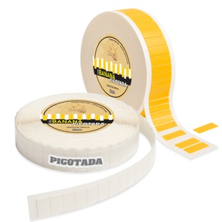 Fita Dupla Face Banana Picotada Espuma 20 metros x 20mm - Picotes de 2x1 cm aprox 2200 pedacos Topo Bolo Arteasanato em Oferta na Shopee