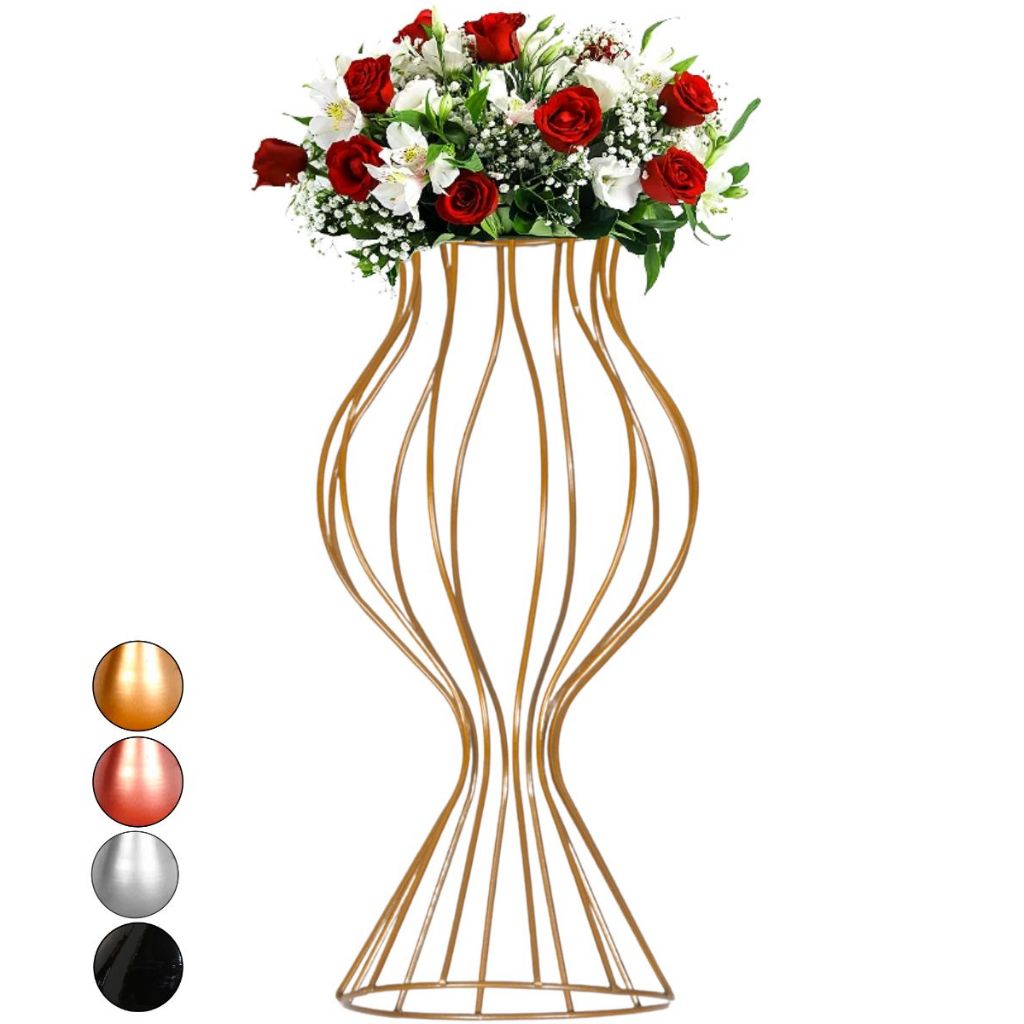 1 Vaso Dourado Torneado 40cm Armação Aramado Porta arranjo Decoração de Festa