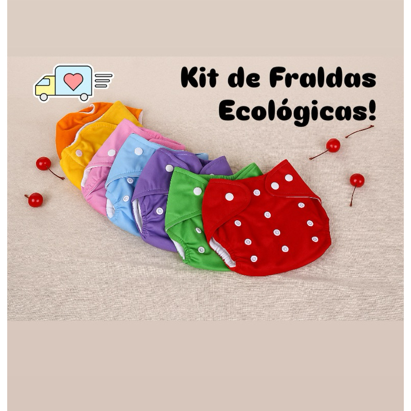 kit de 3 Fraldas Bebês e RN Ecológica , Reutilizáveis Laváveis, Algodão ,Calça Treinamento, 0-3 Anos