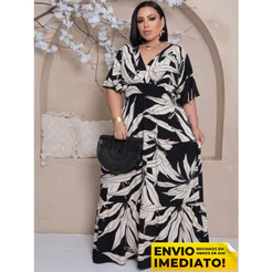 Vestido Decote V Plus Size Longo Manga Curta Vestidos Evangelicos Plus Size