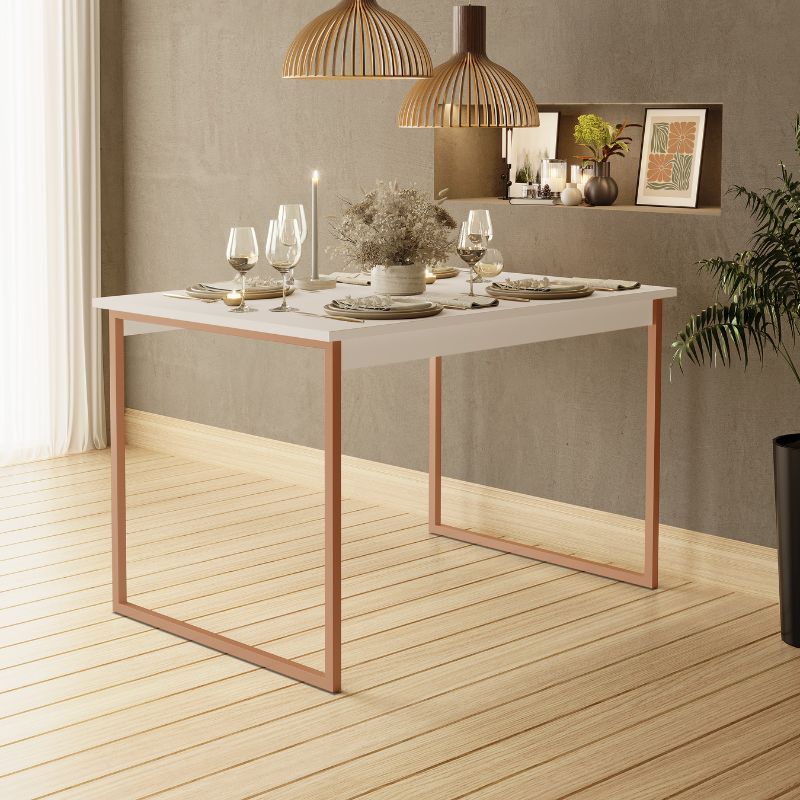Mesa de Jantar 4 Lugares Retangular 110cm×70cm Estrutura Aço Estilo industrial Moderno Sala Cozinha em Oferta na Shopee