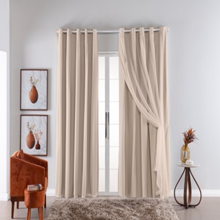 CORTINA BLACKOUT COM VOIL CORTA LUZ - VARIOS TAMANHOS - JANELA SALA QUARTO PORTA PROMOCAO em Oferta na Shopee