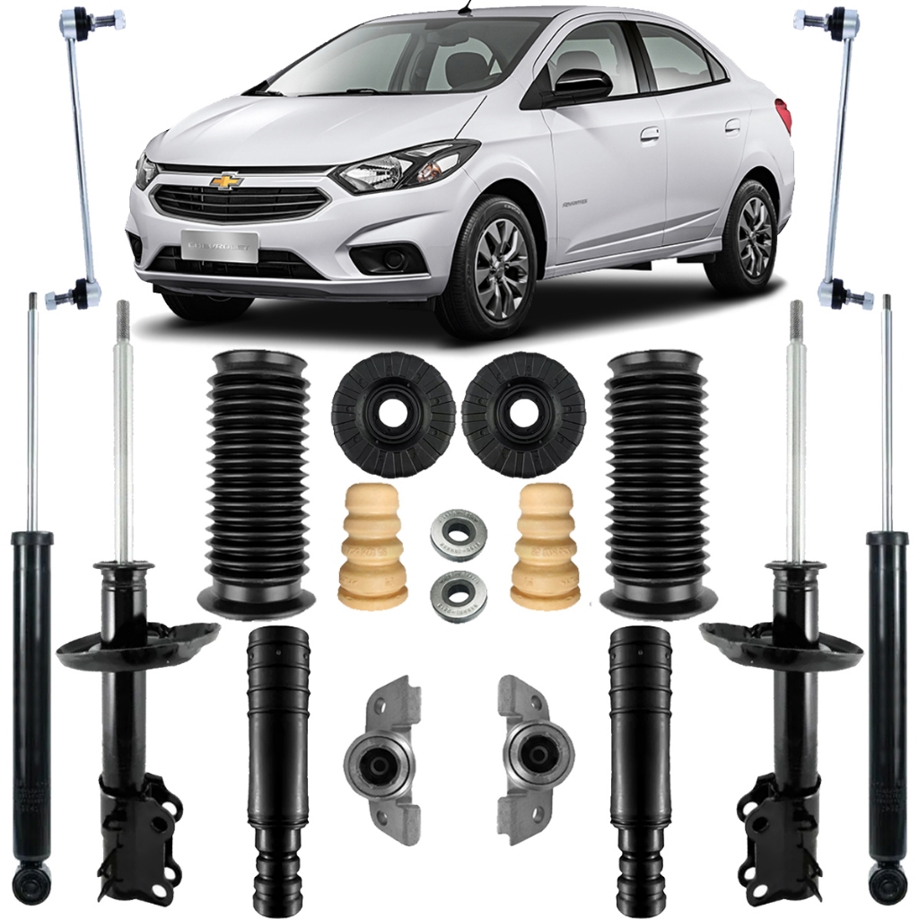 4 AMORTECEDORES COM KIT COXIM DIANTEIRO E TRASEIRO + BIELETA PRISMA 2013 A 2019