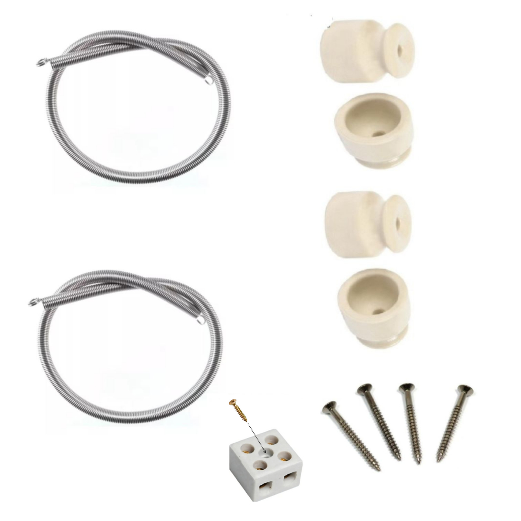 Kit aquecimento chocadeira duas resistências conector sindal isoladores porcelana parafusos 110v ou  220v