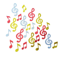 Kit 50 Notas Musicais em EVA com Glitter Sortidas 4,5cm a 9,8cm