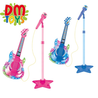 Guitarra com Microfone e Pedestal Brinquedo Infantil Musical Rock Show DM Toys Rosa / Azul em Oferta na Shopee