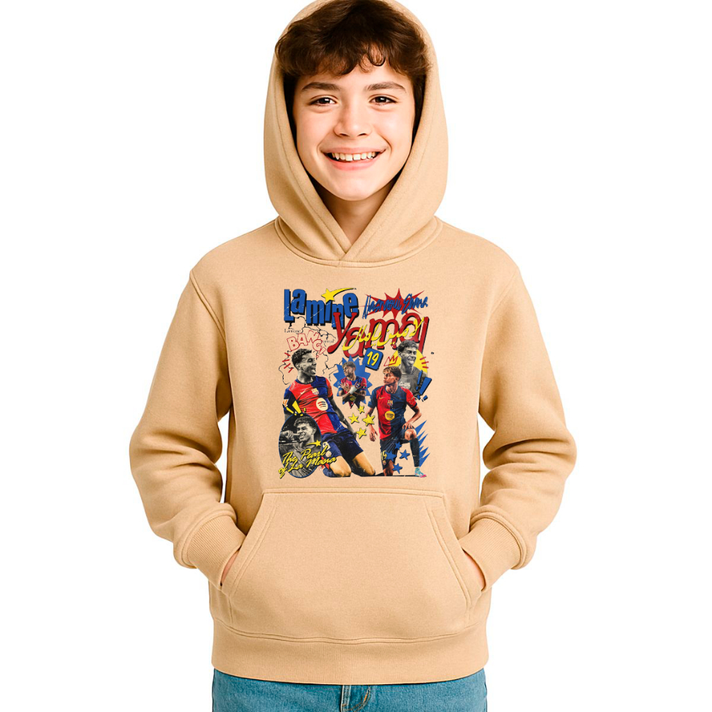 Moletom Canguru Infantil Lamine Yamal Barcelona Blusa De Frio Casaco Unissex Menino Menina