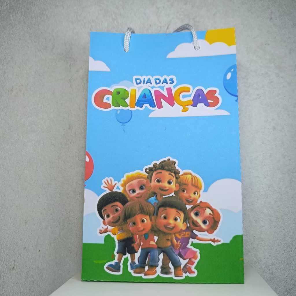Sacolinha Surpresa Personalizada Dia das Crianças  Pegue e Monte - Com Alça -TAMANHO M para lembrancinha festa infantil