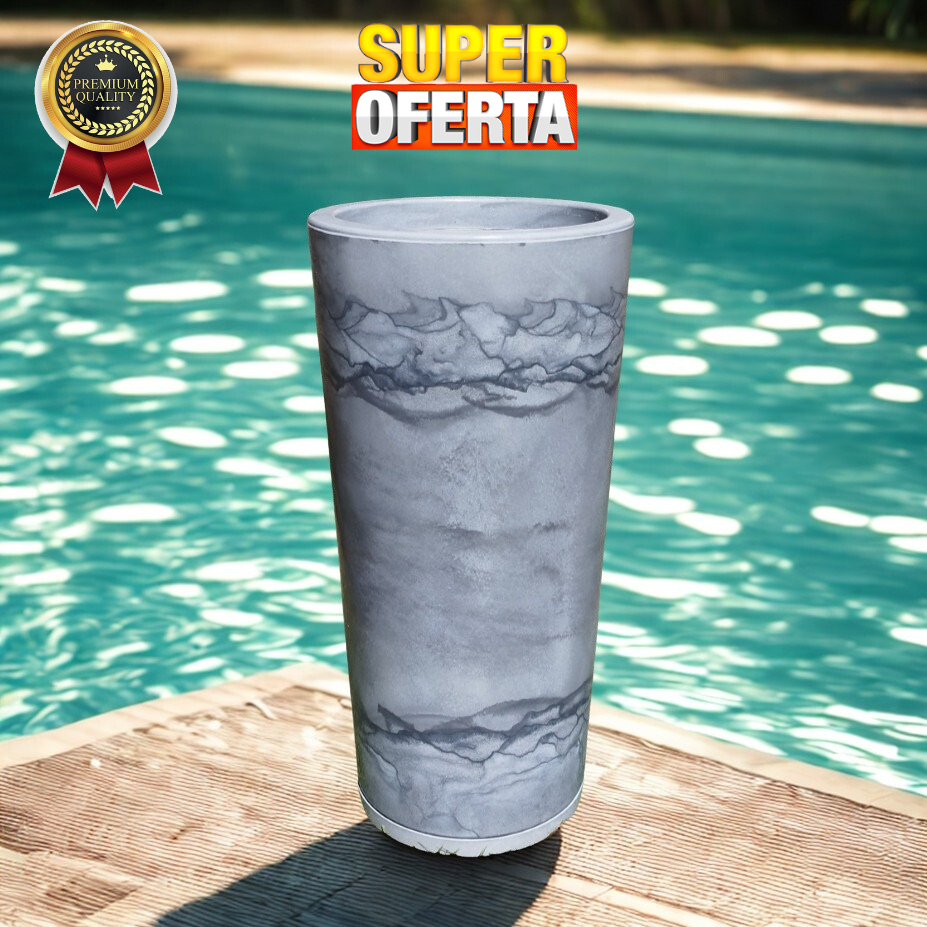 Vaso Grande 75 cm de Polietileno para Plantas Coluna Redonda Cone Lisa Moderna Jardim Sala Com Prato em Oferta na Shopee