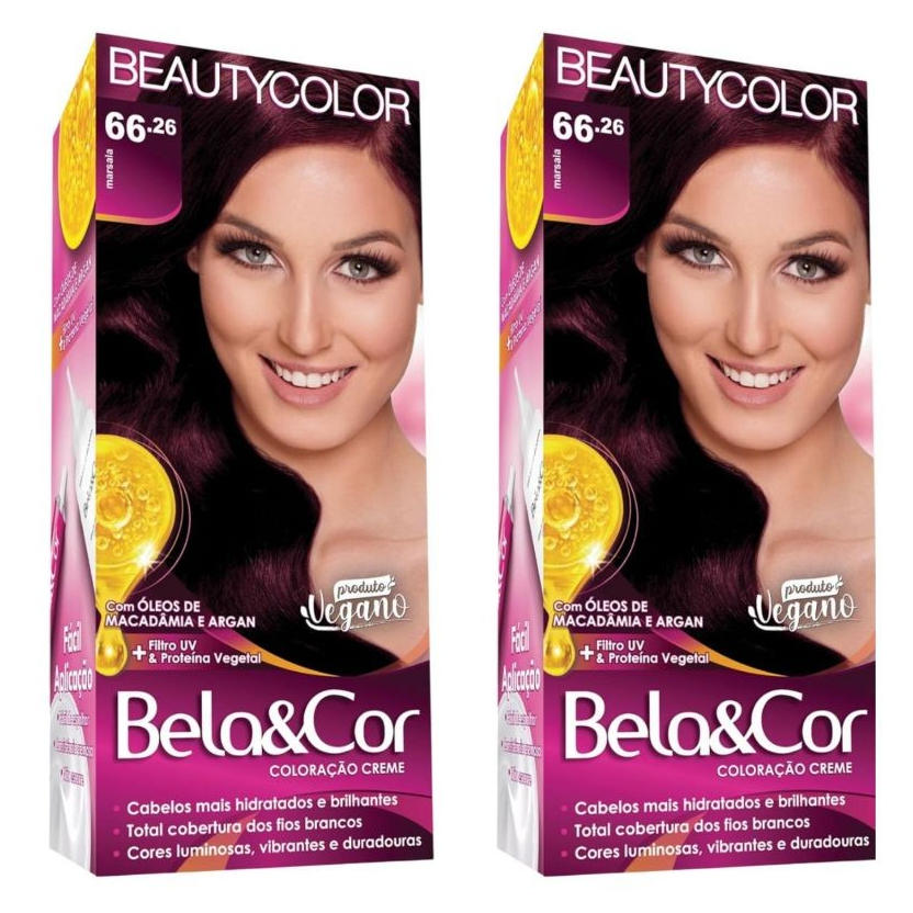 tintura Coloração Bela e Cor 66.26 Marsala Beauty Color 1 ou 2 unidades