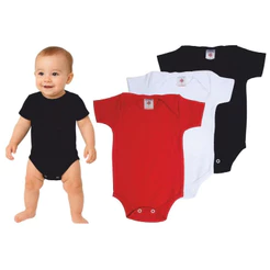 Kit C/3 Body Bebê - 100% Algodão - Preto/branco/vermelho