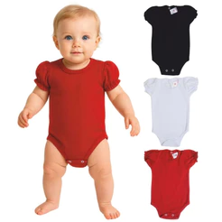 Kit com 3 Body Bebê - Manga Princesa - 100% Algodão
