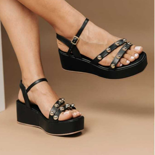Sandália Plataforma Feminina Preta Conforto & Estilo Elegante, Leve e Moderna Ideal para Trabalho ou Dia a Dia em Oferta na Shopee