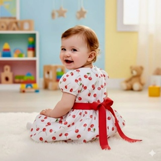 vestido cerejinha vermelho. em Oferta na Shopee