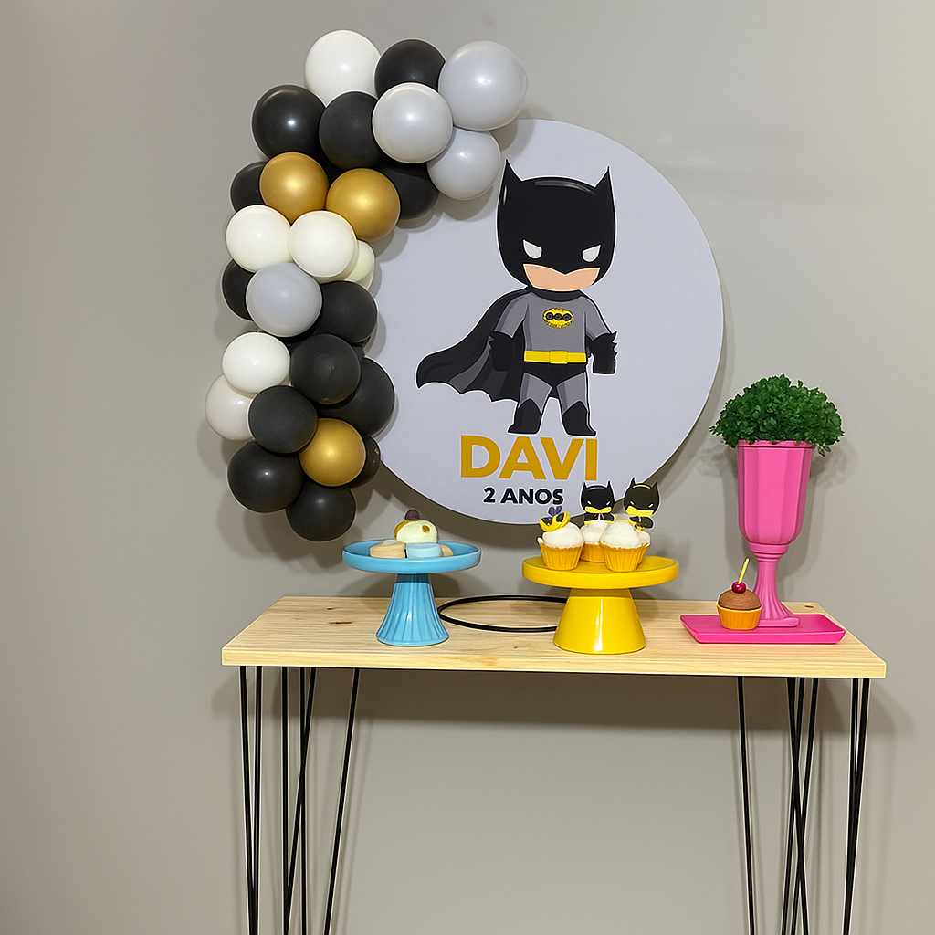 Mini Arco de Mesa Redondo Em Ferro Dourado para Decoração de Festas
