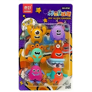 Kit 6 ou 4 Borrachas Divertidas Alien – Coloridas, Kawaii, Papelaria Infantil, Estudante em Oferta na Shopee