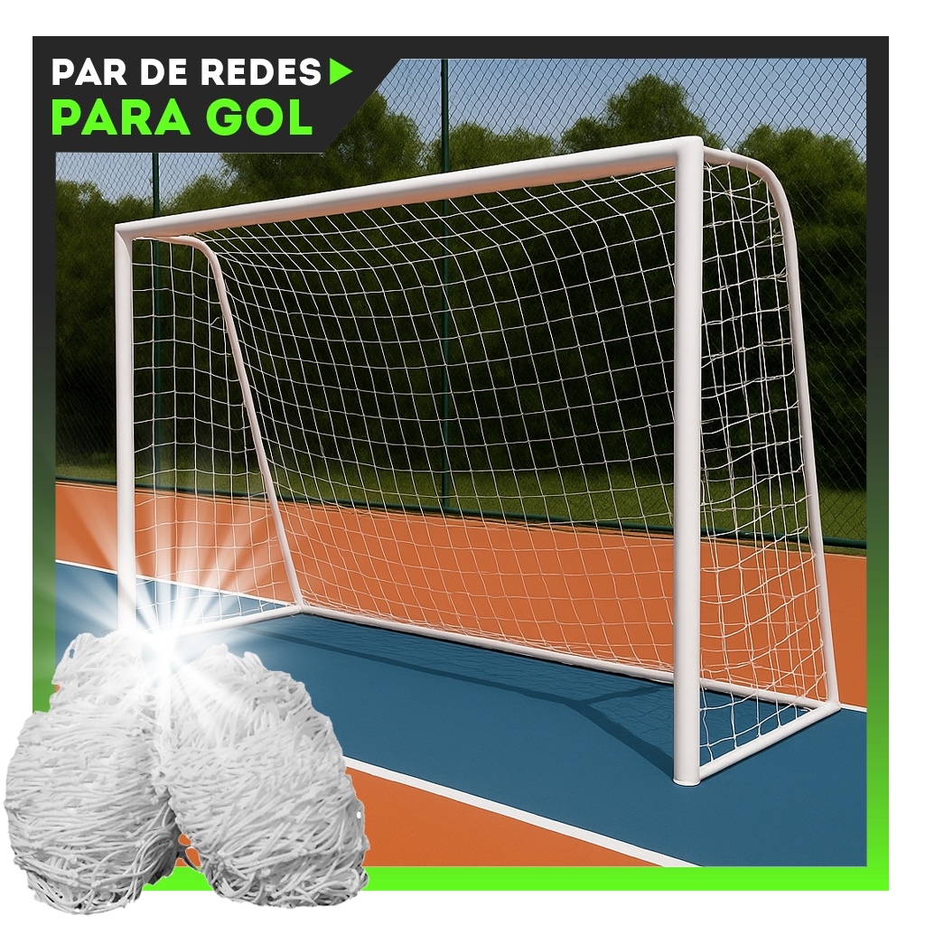 Par redes Futsal Futebol de Salão (3,20 x 2,20mts), fio 2mm Resistente