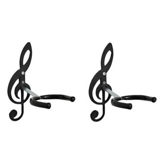 2 Suportes de Parede PRETO para ...Violão, Guitarra, Ukulele, Baixo – Design Clave de Sol 𝄞