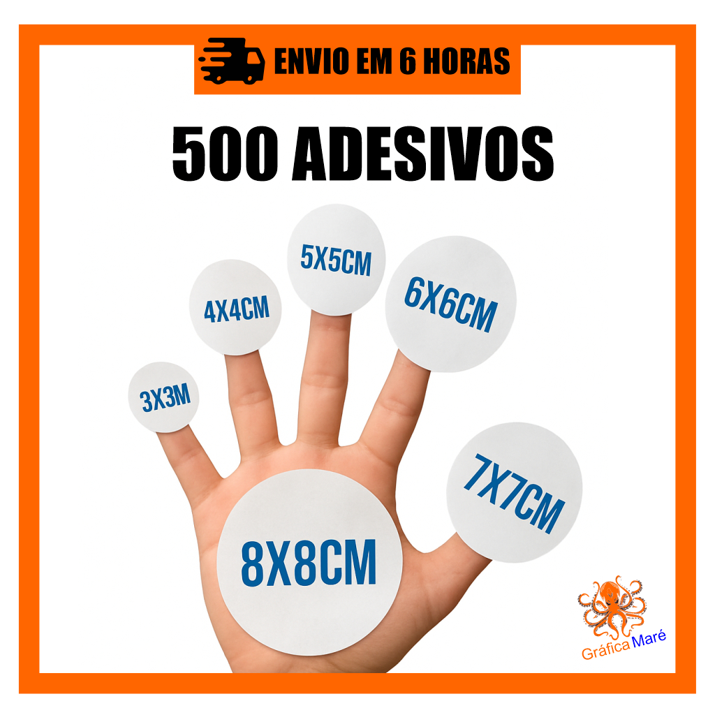 500 Adesivos Personalizados em Vinil 3x3 4x4 5x5 6x6 7x7 Etc - Etiqueta Personalizada