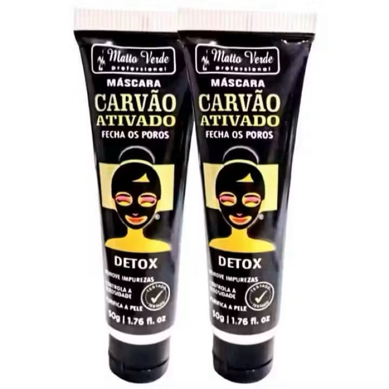 Máscara Facial Carvão Ativado 50g kit 2 pcs| Detox Pele Oleosa | Remove Cravos  | Controla Oleosidade |Profundo